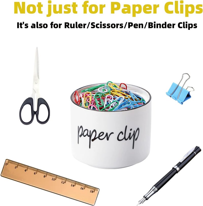 ONTUBE Farmhouse Paper Clip Holders,Ceramic Binder Clip Dispenser Organizer for Desk ,Cute Office Push Pins Holder (White) - Image 3